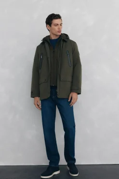 Pedro del Hierro Casacos|Sobretudos-Jaqueta com fecho-éclair repelente à água Verde