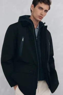 Pedro del Hierro Casacos|Sobretudos-Jaqueta com fecho-éclair repelente à água Preto