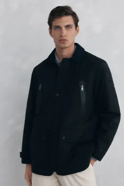 Pedro del Hierro Casacos|Sobretudos-Jaqueta com fecho-éclair repelente à água Preto