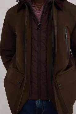 Pedro del Hierro Casacos|Sobretudos-Jaqueta com fecho-éclair repelente à água Marrom