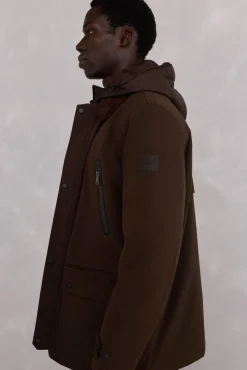 Pedro del Hierro Casacos|Sobretudos-Jaqueta com fecho-éclair repelente à água Marrom