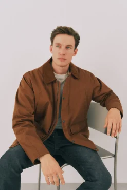 Cortefiel Casacos|Sobretudos-Jaqueta com gola combinada Castanho