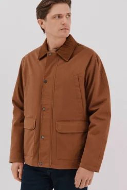 Cortefiel Casacos|Sobretudos-Jaqueta com gola combinada Castanho