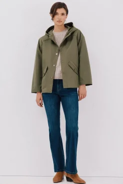 Cortefiel Sobretudos|Casacos-Jaqueta curta com botões de pressão Verde