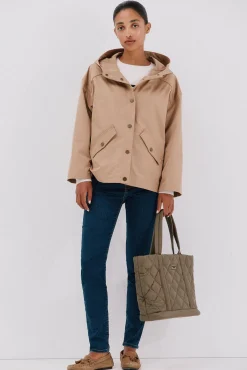 Cortefiel Sobretudos|Casacos-Jaqueta curta com botões de pressão Tostado