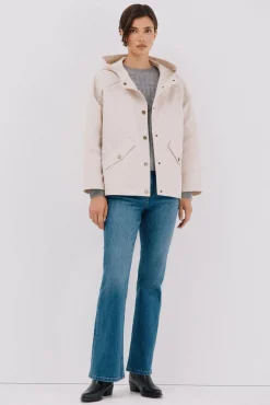 Cortefiel Sobretudos|Casacos-Jaqueta curta com botões de pressão Ecru