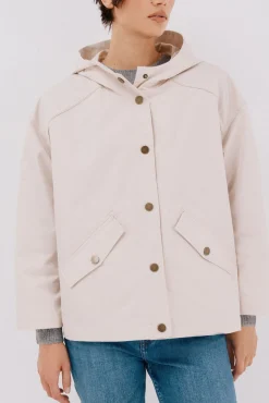 Cortefiel Sobretudos|Casacos-Jaqueta curta com botões de pressão Ecru