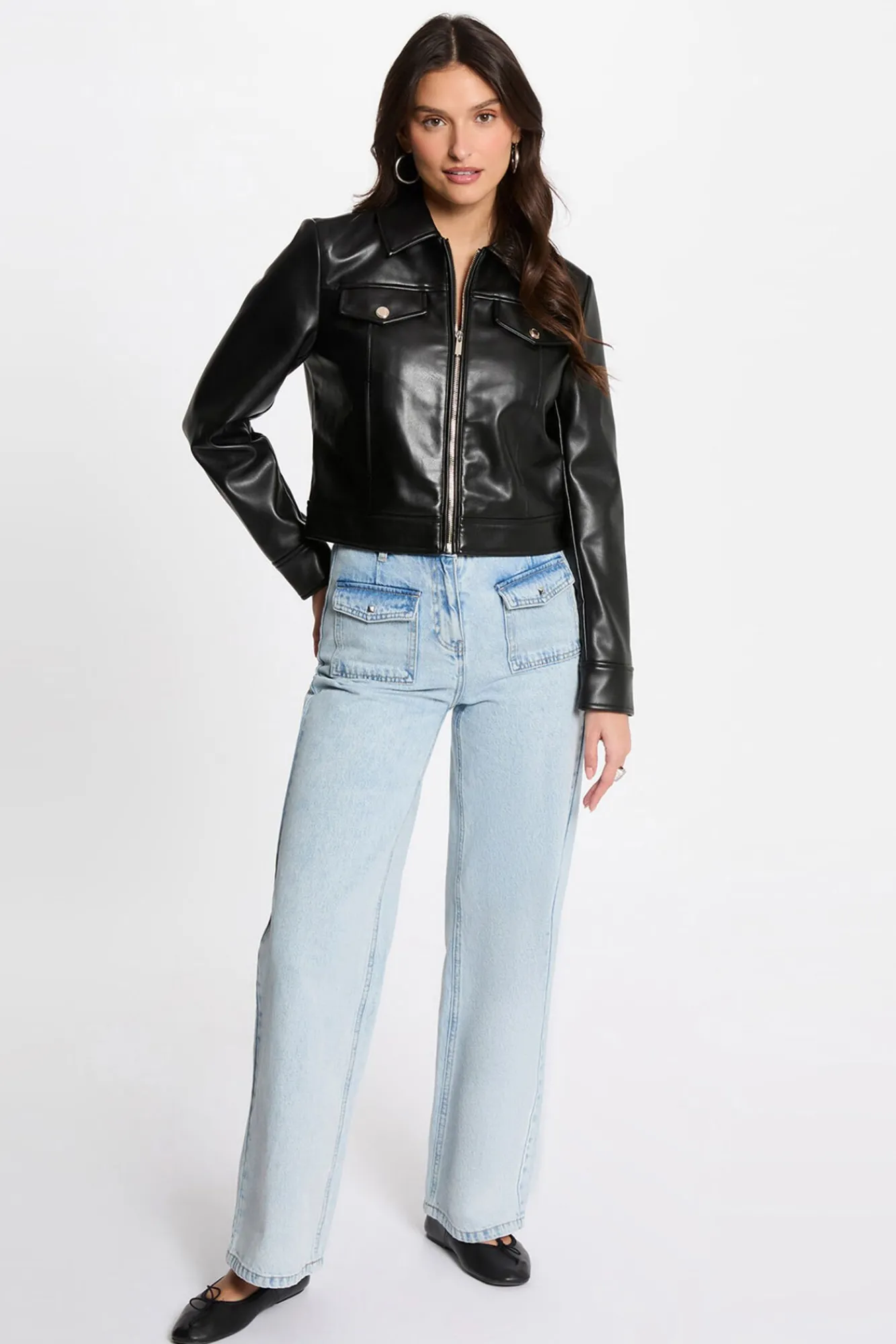 Morgan Sobretudos-Jaqueta curta de couro sintético Preto