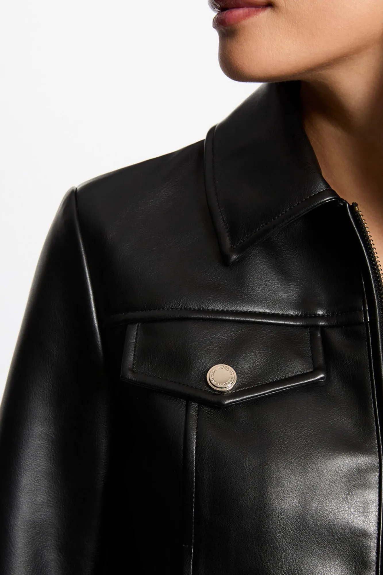 Morgan Sobretudos-Jaqueta curta de couro sintético Preto