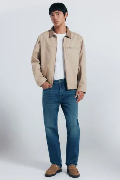 Springfield Casacos-Jaqueta de algodão lavado em contraste castanho