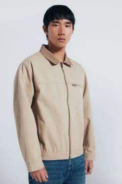 Springfield Casacos-Jaqueta de algodão lavado em contraste castanho