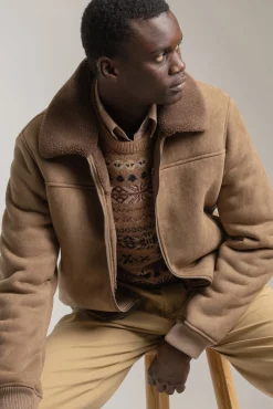 PuroEGO Casacos-Jaqueta de aviador Castanho