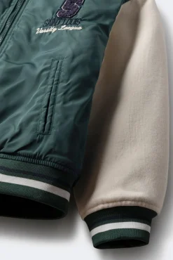 Springfield Kids Casacos|Sobretudos-Jaqueta de beisebol universitária masculina verde