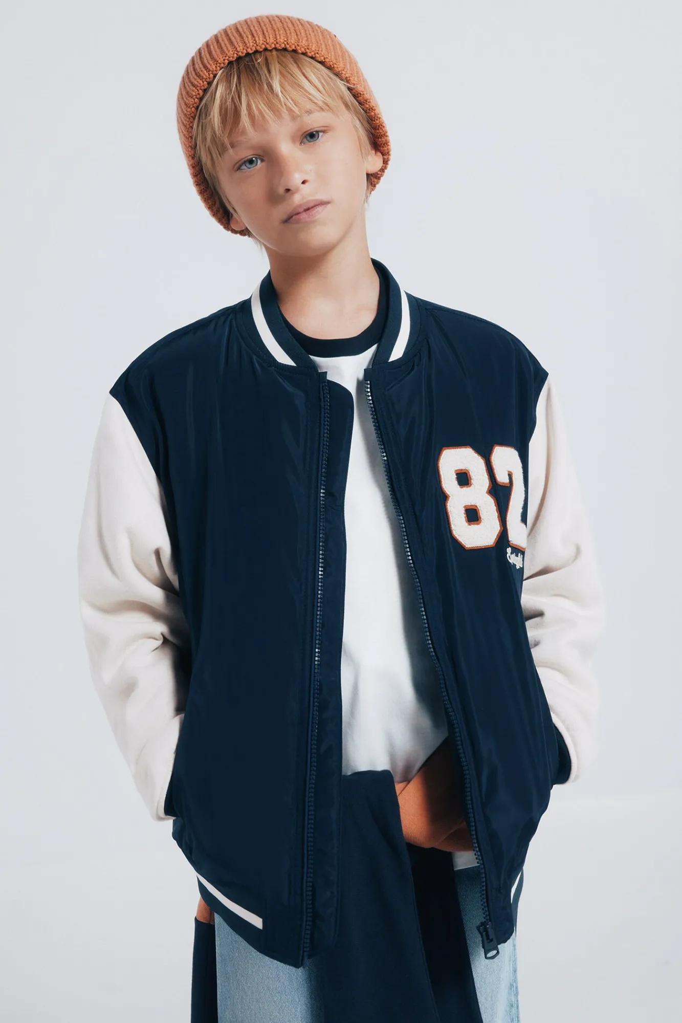 Springfield Kids Casacos|Sobretudos-Jaqueta de beisebol universitária masculina azul