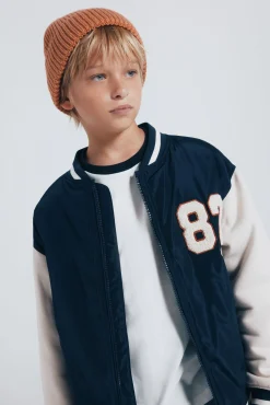 Springfield Kids Casacos|Sobretudos-Jaqueta de beisebol universitária masculina azul