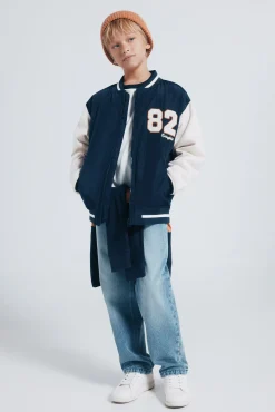 Springfield Kids Casacos|Sobretudos-Jaqueta de beisebol universitária masculina azul