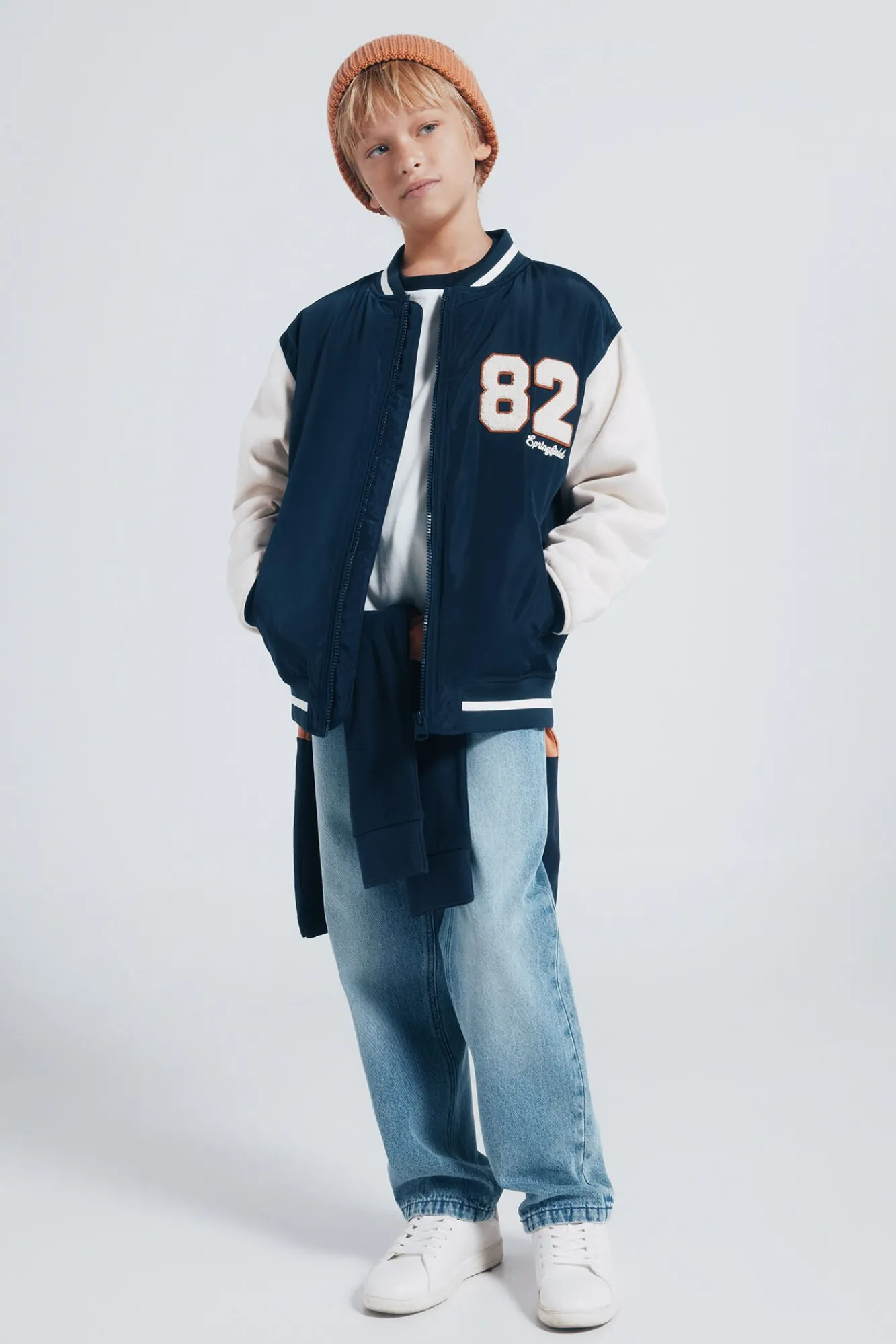 Springfield Kids Casacos|Sobretudos-Jaqueta de beisebol universitária masculina azul