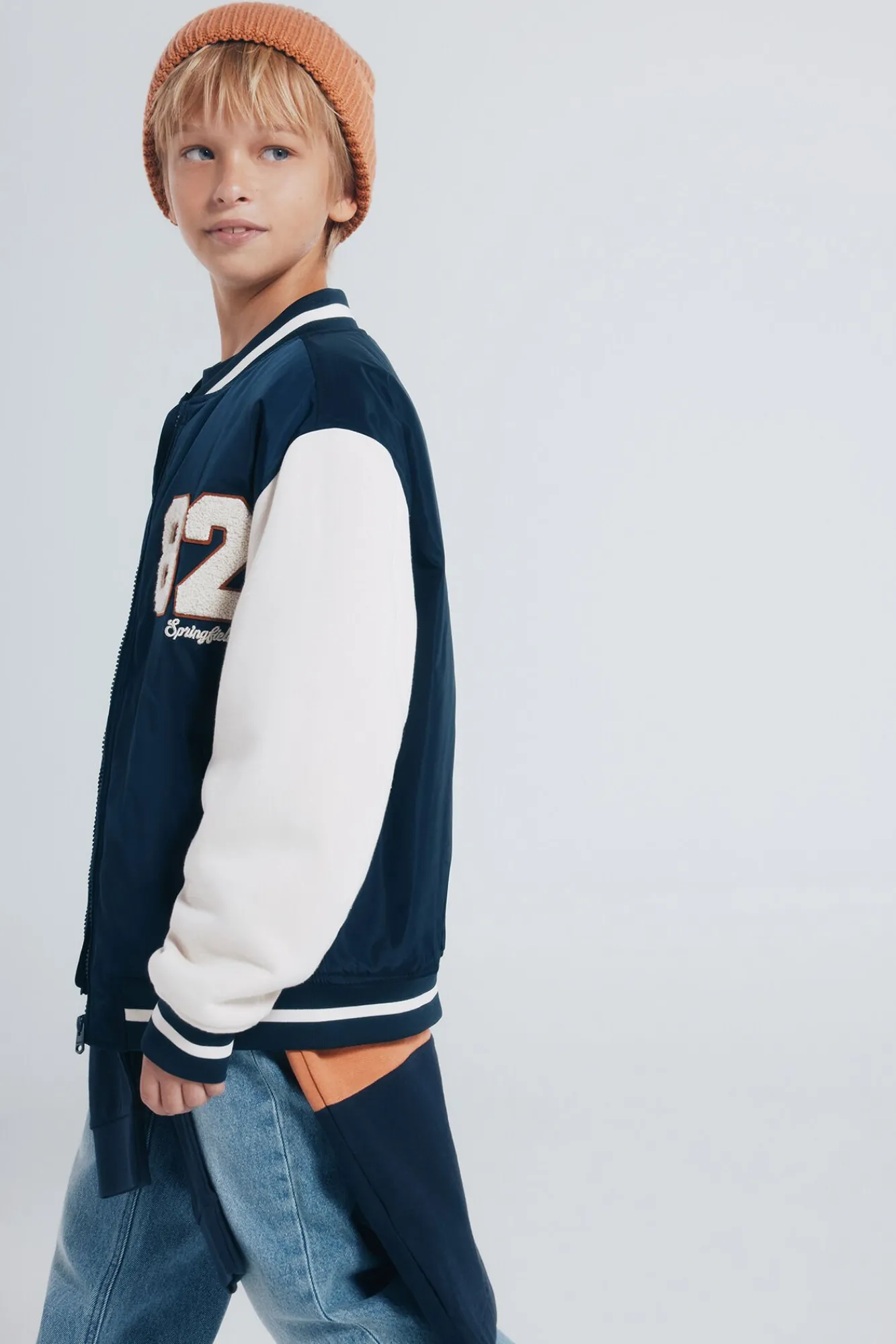 Springfield Kids Casacos|Sobretudos-Jaqueta de beisebol universitária masculina azul