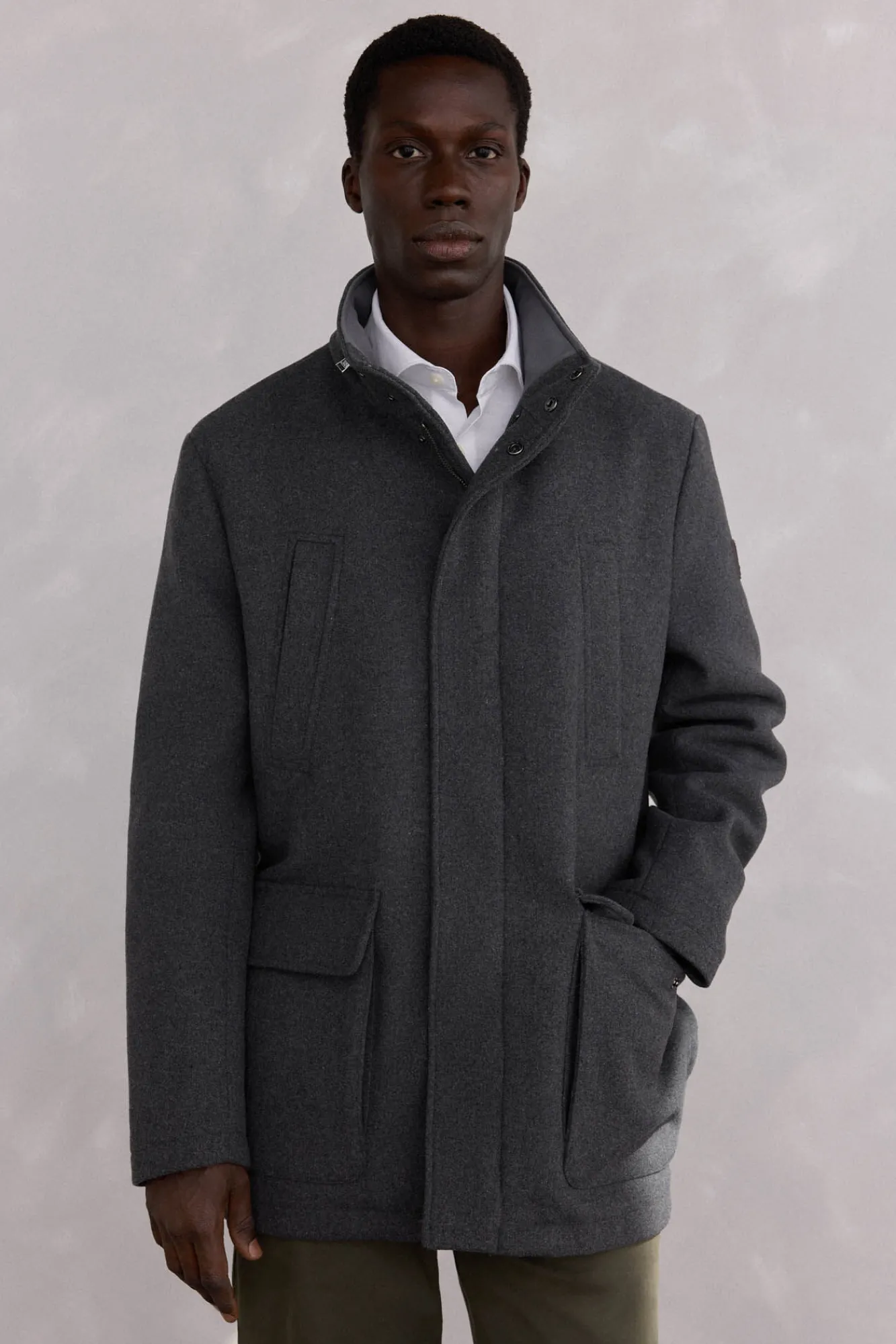 Pedro del Hierro Casacos-Jaqueta de lã com bolsos Cizento