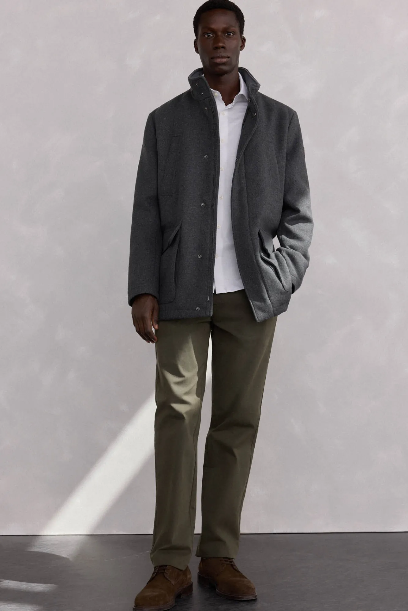 Pedro del Hierro Casacos-Jaqueta de lã com bolsos Cizento