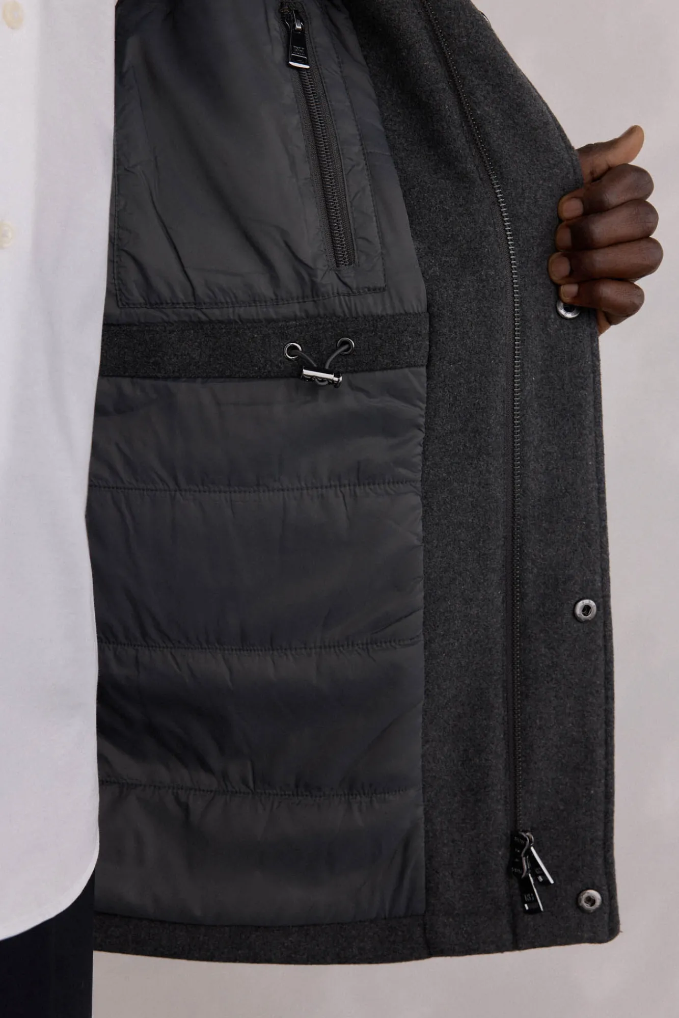 Pedro del Hierro Casacos-Jaqueta de lã com bolsos Cizento