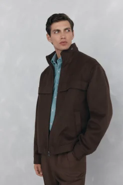 Pedro del Hierro Casacos-Jaqueta de lã feita à mão Marrom