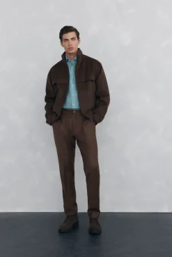 Pedro del Hierro Casacos-Jaqueta de lã feita à mão Marrom