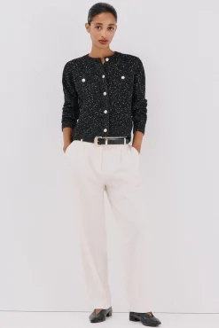 Cortefiel Camisolas-Jaqueta de lurex com botões Preto