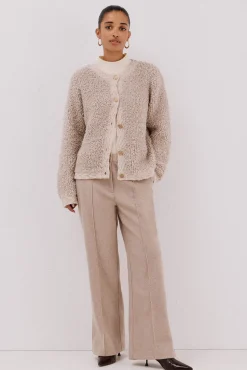 Cortefiel Camisolas-Jaqueta de malha bouclé Ecru