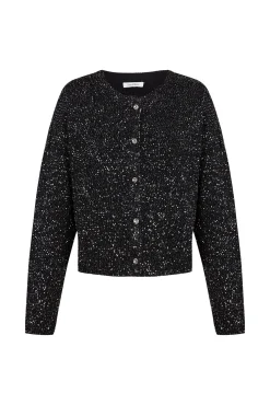 Pedro del Hierro Sobretudos|Camisolas-Jaqueta de malha com lantejoulas Preto