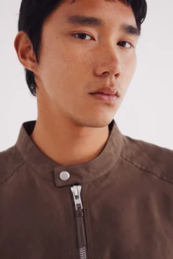 Springfield Casacos-Jaqueta efeito camurça microperfurada cru