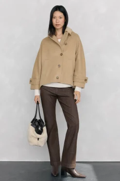 Pedro del Hierro Sobretudos-Jaqueta estilo capa com capuz Beige