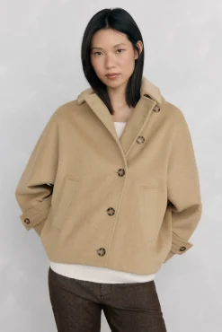 Pedro del Hierro Sobretudos-Jaqueta estilo capa com capuz Beige