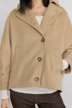 Pedro del Hierro Sobretudos-Jaqueta estilo capa com capuz Beige