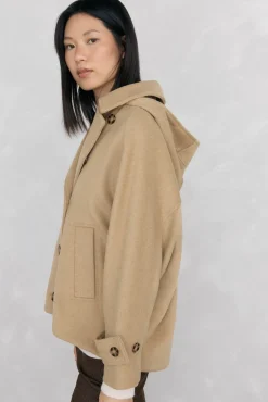 Pedro del Hierro Sobretudos-Jaqueta estilo capa com capuz Beige