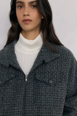 Pedro del Hierro Blazers|Sobretudos-Jaqueta fecho-éclair com zíper Cizento