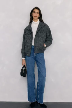 Pedro del Hierro Blazers|Sobretudos-Jaqueta fecho-éclair com zíper Cizento