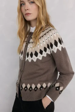 Pedro del Hierro Sobretudos-Jaqueta jacquard grega Marrom