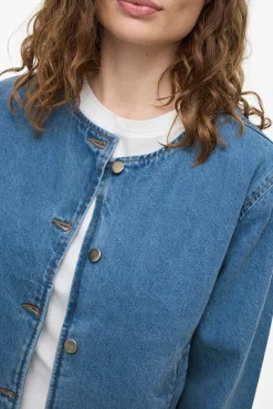 Vila Sobretudos-Jaqueta jeans abotoada Azul