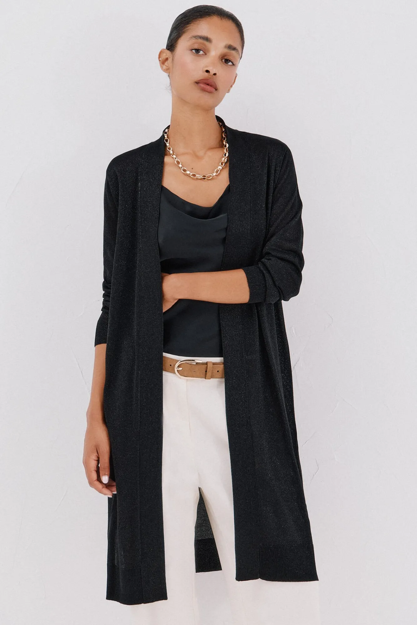 Cortefiel Camisolas-Jaqueta longa em lurex Preto