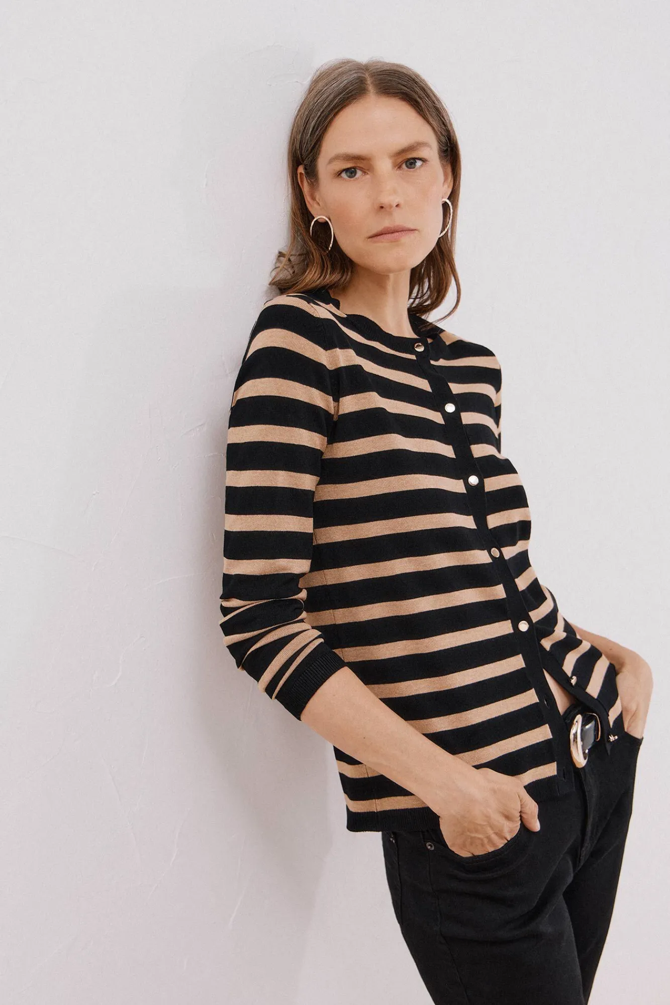 Cortefiel Camisolas-Jaqueta manga larga Preto