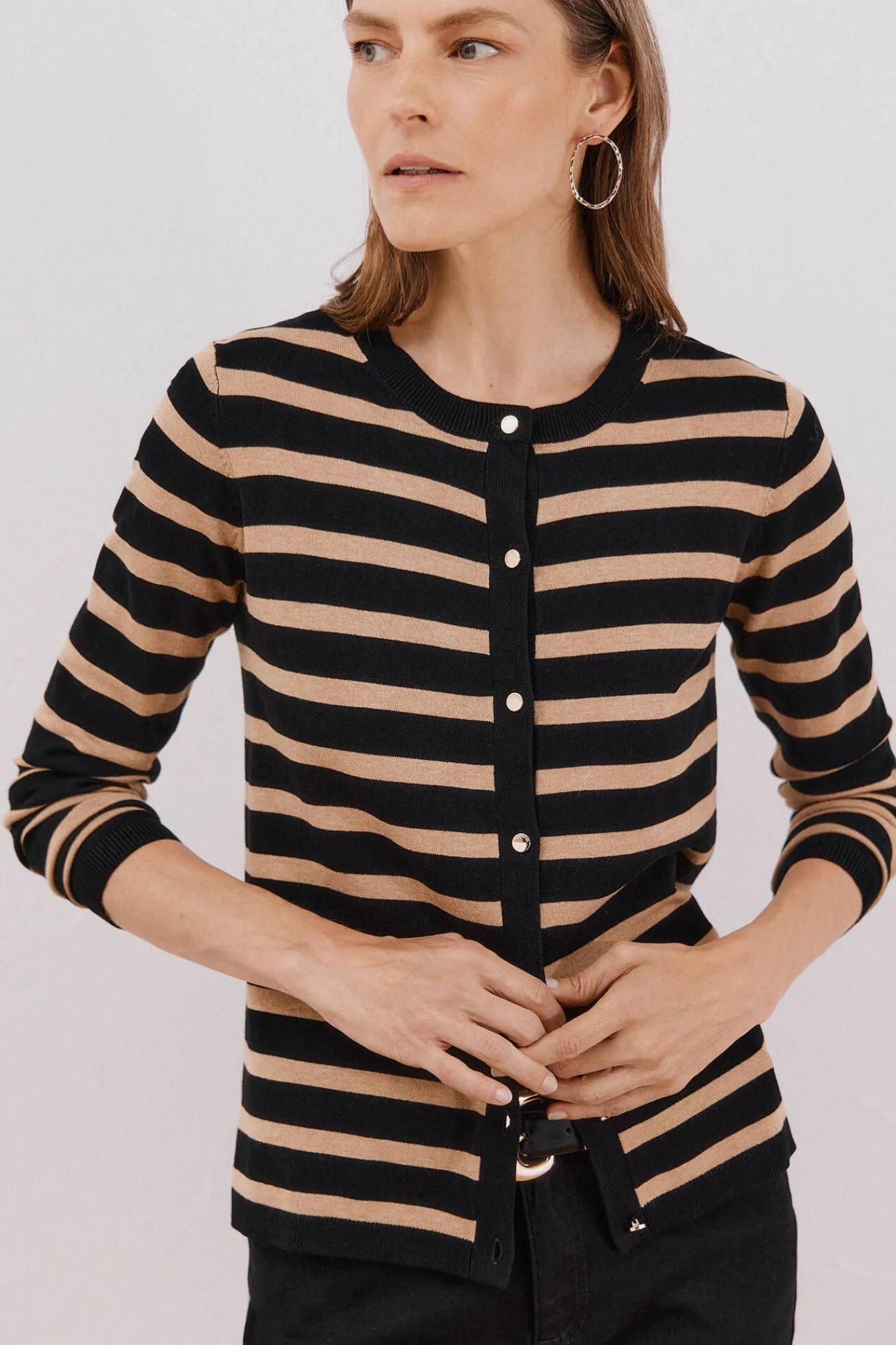 Cortefiel Camisolas-Jaqueta manga larga Preto