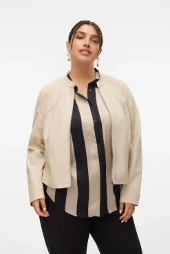 Vero Moda Curve Sobretudos-Jaqueta plus size com efeito pele Tostado