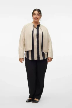 Vero Moda Curve Sobretudos-Jaqueta plus size com efeito pele Tostado