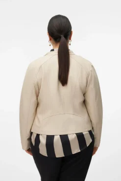 Vero Moda Curve Sobretudos-Jaqueta plus size com efeito pele Tostado