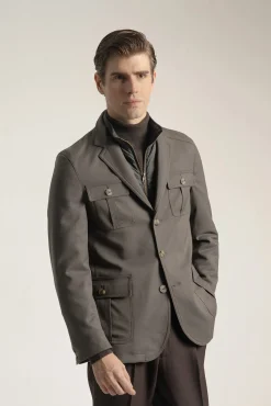 PuroEGO Casacos-Jaqueta safari cáqui Verde