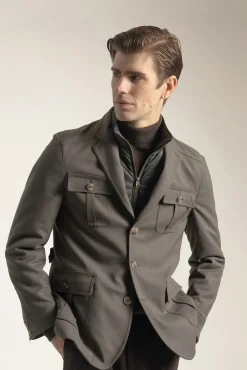 PuroEGO Casacos-Jaqueta safari cáqui Verde