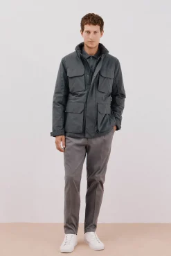 Cortefiel Casacos|Sobretudos-Jaqueta técnica com 4 bolsos Cinzento