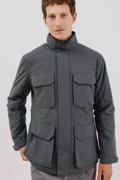 Cortefiel Casacos|Sobretudos-Jaqueta técnica com 4 bolsos Cinzento