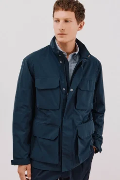 Cortefiel Casacos|Sobretudos-Jaqueta técnica com 4 bolsos Azul